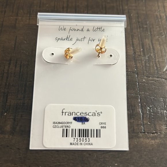 NWT Francesca’s Gold Mini Hoop Earrings w/ Diamond Gem Detailing - Picture 4 of 5